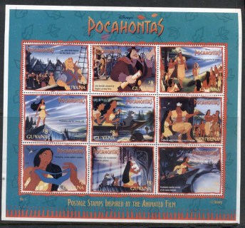 Guyana-1995-Walt-Disney-Pocahontas-8-sheetlet-MUH