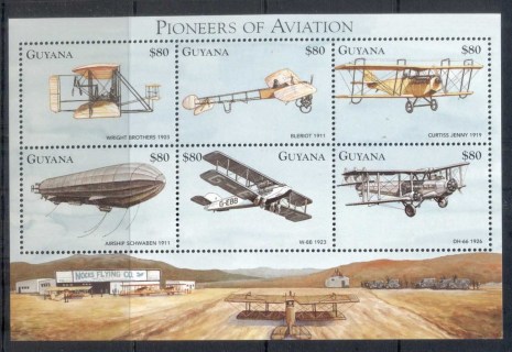 Guyana-1998-Pioneers-of-Aviation-sheetlet-MUH