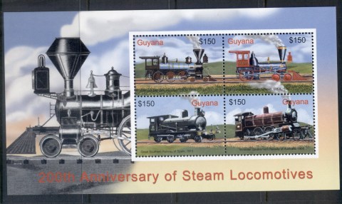 Guyana-2004-200th-Anniversary-of-Steam-Locomotives-MS-MUH-2