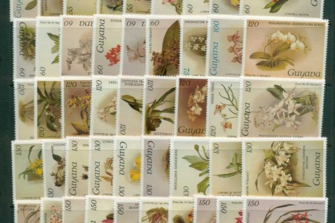 Guyana-1985-87-Orchids-Asst-64-MUH-lot80935