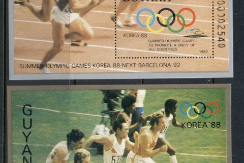 Guyana-1987-Summer-Olympics-SeoulGold-Silver-borders-2x-MS-MUH