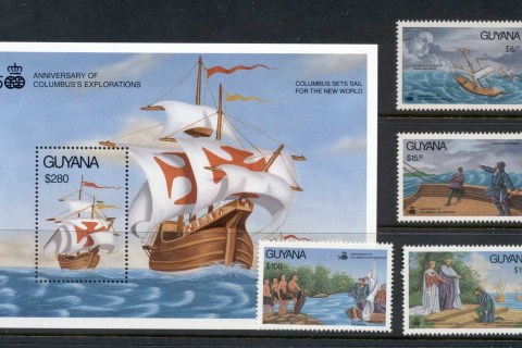 Guyana-1992-Columbus-Discovery-of-America-4v-MS-MUH