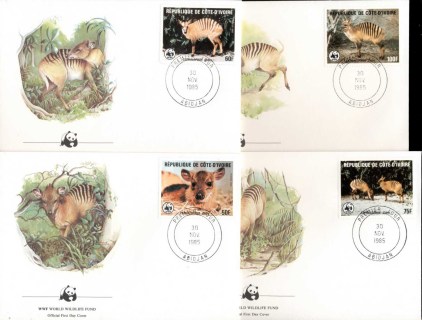 Haiti-1985 WWF Zebra Duiker 4xFDC