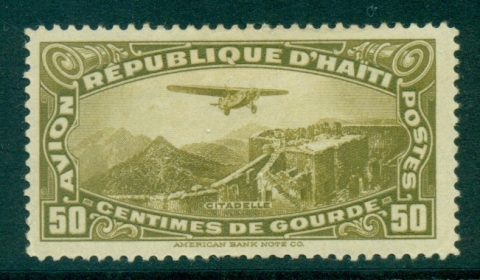 Haiti-1933-50c-olive-Green-Air-MLH-lot34777