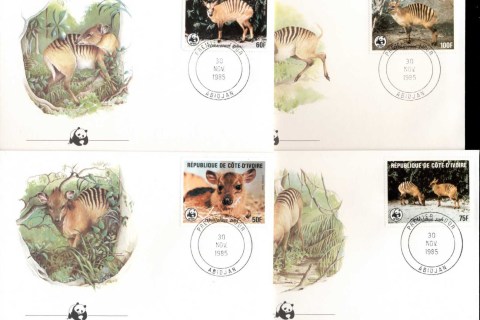Haiti-1985 WWF Zebra Duiker 4xFDC