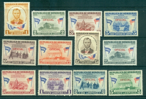 Honduras-1959-Linclon-Official-Air-12-MUH-lot35861