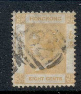 Hong-Kong-1863-80-QV-Portrait-Wmk-Crown-CC-8c-yellow-FU