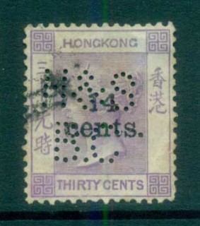 Hong-Kong-1891-QV-Surch-14c-on-30c-violet