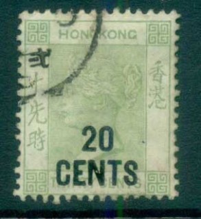 Hong-Kong-1891-QV-Surch-20c-on-30c-green-FU-lot78125