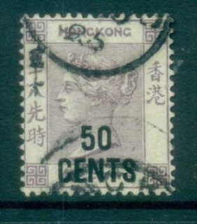 Hong-Kong-1891-QV-Surch-50c-on-48c-lilac-FU-lot78131