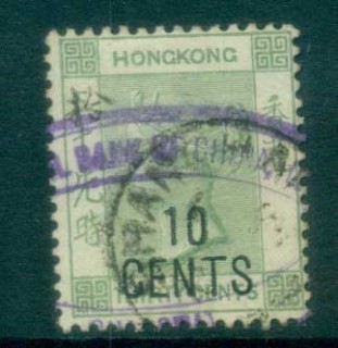 Hong-Kong-1898-QV-Surch-10c-on-30c-grey-green-FU-lot78135