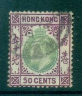 Hong-Kong-1903-KEVII-50c-red-violet-grey-green-FU-lot78139