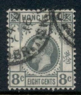 Hong-Kong-1912-14-KGV-Portrait-Wmk-Multi-CA-8c-grey-FU