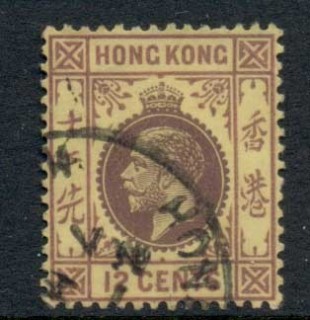 Hong-Kong-1921-37-KGV-Portrait-Wmk-Multi-Crown-Script-CA-12c-violet-on-yellow-FU