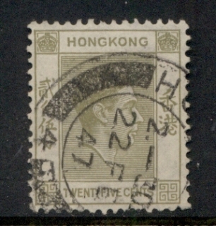 Hong-Kong-1938-48-KGVI-Portrait-25c-olive-grey-FU