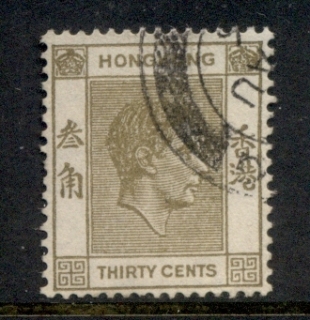 Hong-Kong-1938-48-KGVI-Portrait-30c-olive-bistre-FU