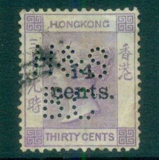 Hong-Kong-1891-QV-Surch-14c-on-30c-violet