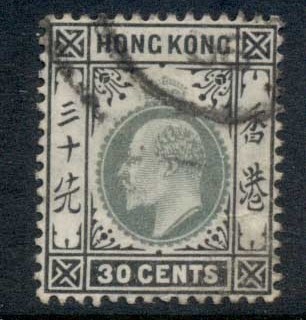 Hong-Kong-1904-11-KEVII-Portrait-30c-black-grey-green-FU