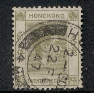 Hong-Kong-1938-48-KGVI-Portrait-25c-olive-grey-FU
