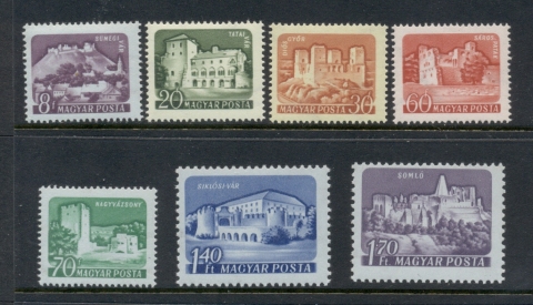 Hungary-1960-Castles-tinted-paper-MUH