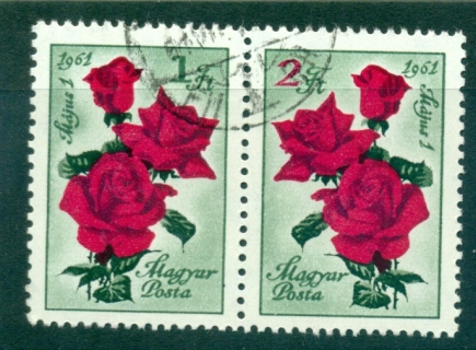 Hungary-1961-Roses-pair-FU-lot37663