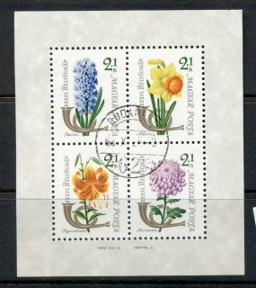 Hungary-1963-Stamp-Day-Flowers-MS-CTO