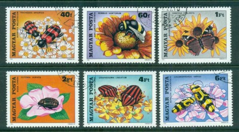 Hungary-1980-Insects-Pollinating-Flowers-CTO