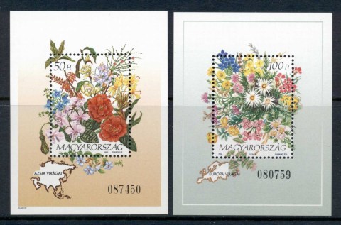 Hungary-1993-94-Flowers-2x-MS-MUH