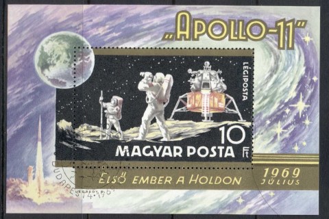 Hungary-1969-Apollo-11-MS-CTO