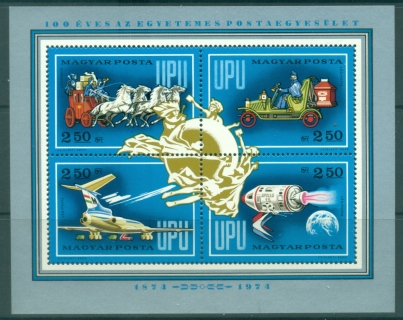 Hungary-1974-UPU-centenary-MS-MUH