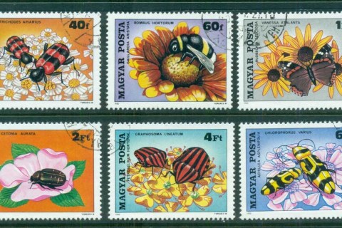 Hungary-1980-Insects-Pollinating-Flowers-CTO
