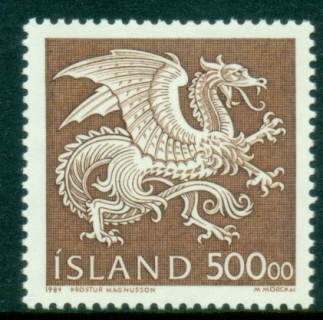 Iceland-1989-National-Arms-Dragon-500Kr-MUH