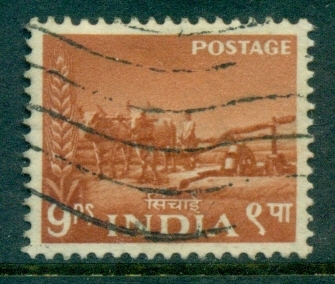 India-1955-Pictorial-9p-Bullock-Irrigation-Pump-FU