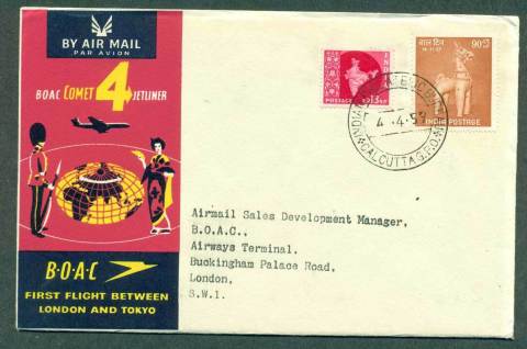 India-1959-First-Flight-BOAC-London-Tokyo-4-Apr-59-lot42627