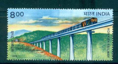 India-1989-Train-on-Bridge-MUH-lot51961