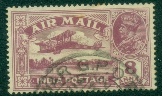 India-1929-KGV-Airmail-8a-FU