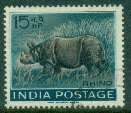 India-1962-Wild-Life-Week-Rhinoceros-FU