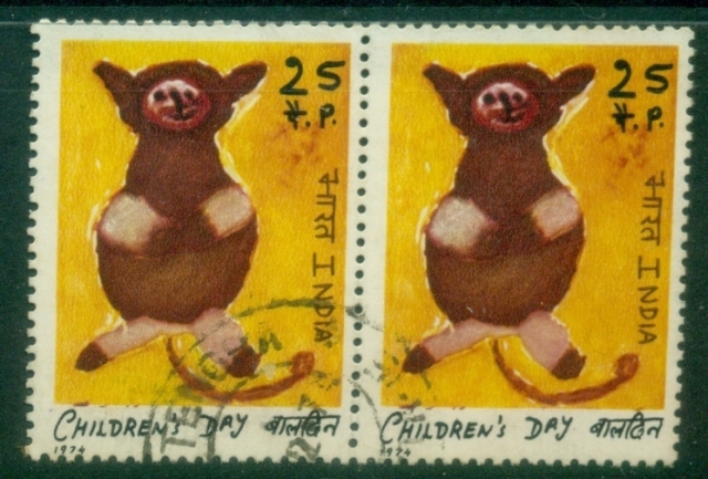 India-1974-Childrens-Day-pair-FU