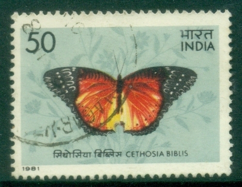 India-1981-Insects-Butterflies-50p-FU