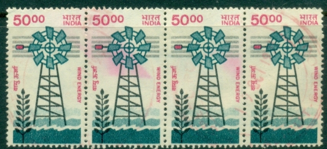 India-1986-Science-and-Technology-windmill-strip-4-DU
