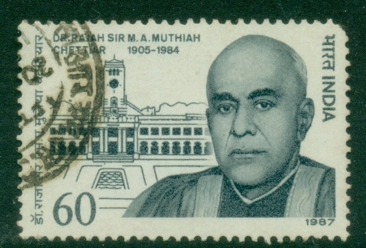 India-1987-Dr-Rajah-Sir-Muthiah-Chettiar-Politician-Commemoration-FU