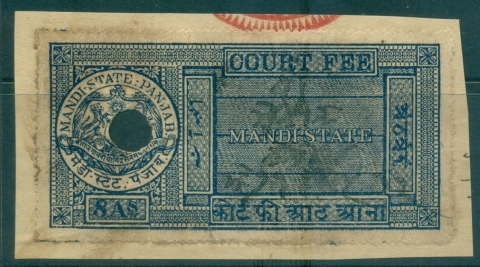 Mandi-State-1930-40-Court-Fee-8a-blue-lot36554