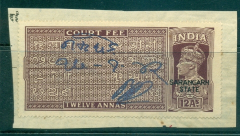 Sangarh-State-1940s-Court-Fee-12a-brown-red-Opt-lot36596