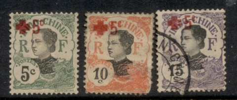 Indo-China-1915-17-Red-Cross-Surch-MLH-FU