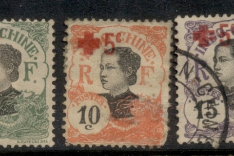 Indo-China-1915-17-Red-Cross-Surch-MLH-FU