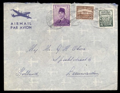 Indonesia-1953-Air-Mail-cover-to-Leewarden_1