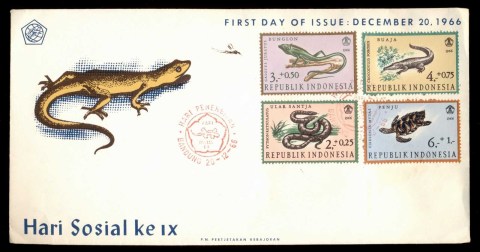 Indonesia-1966-Reptiles-FDC