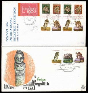 Indonesia-1980-Megaliths-Flowers-2x-FDC