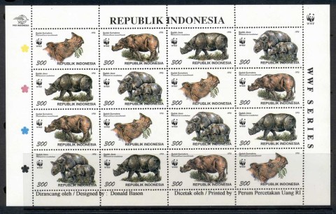 Indonesia-1996-WWF-Javan-Sumatran-Rhinoceros-sheetlet-MUH