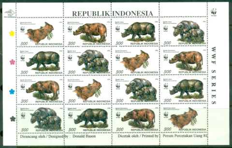 Indonesia-1996-WWF-Rhinoceros-sheetlet-MUH-XL